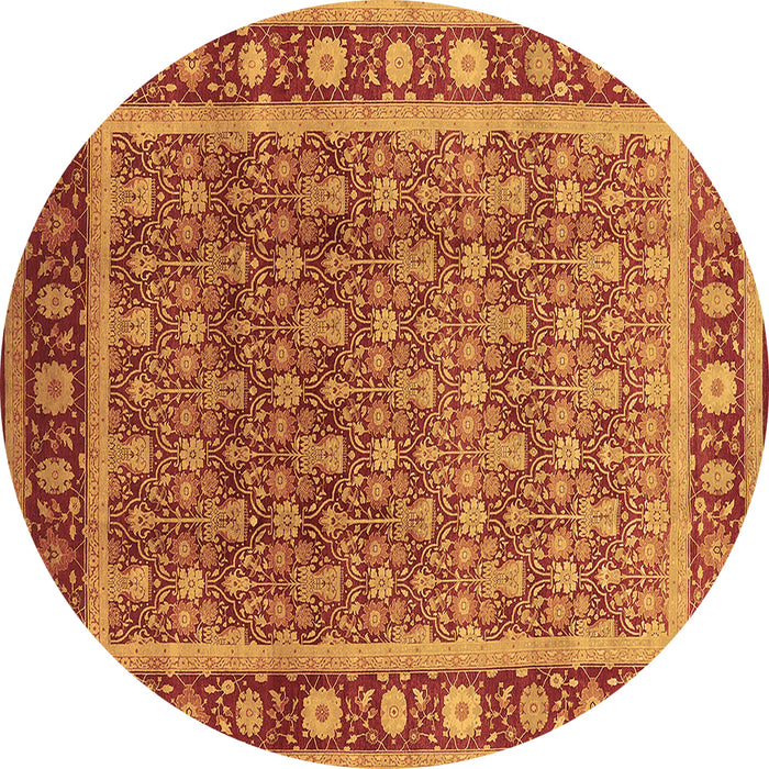 Round Oriental Brown Traditional Rug, urb523brn