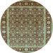 Round Oriental Light Blue Traditional Rug, urb523lblu