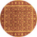 Round Machine Washable Oriental Brown Traditional Rug, wshurb523brn