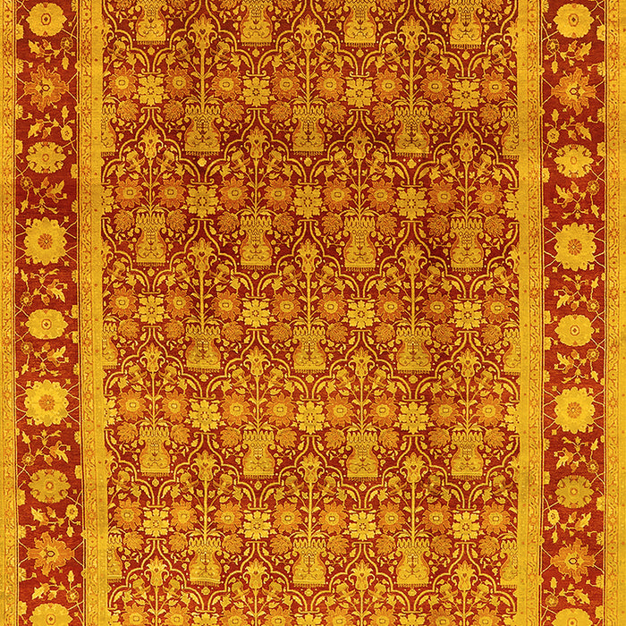 Machine Washable Oriental Yellow Traditional Rug, wshurb523yw