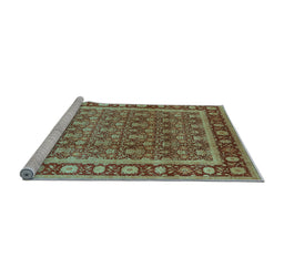 Sideview of Machine Washable Oriental Light Blue Traditional Rug, wshurb523lblu