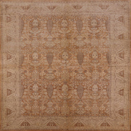 Square Machine Washable Industrial Modern Peru Brown Rug, wshurb524