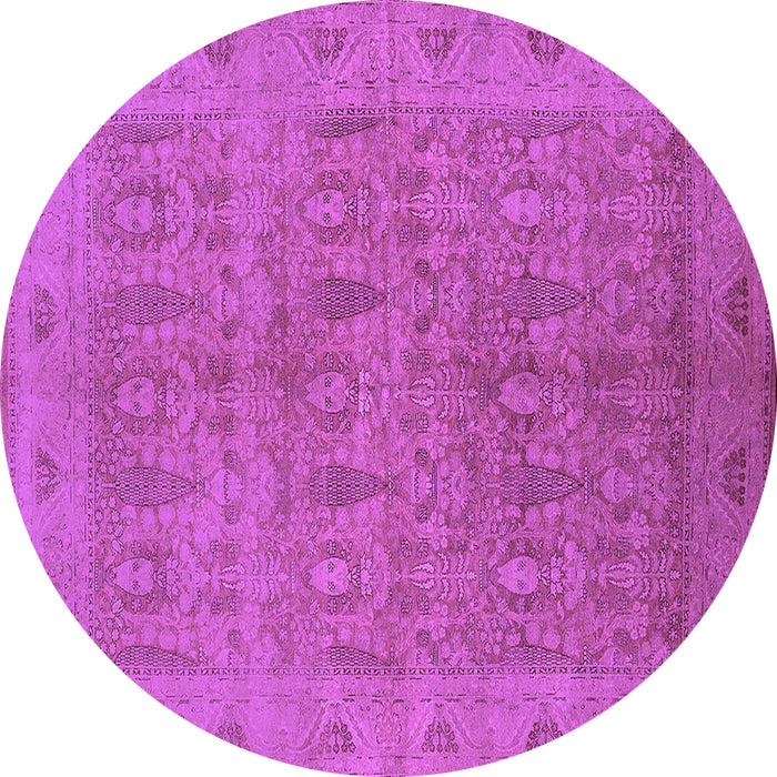 Round Machine Washable Oriental Purple Traditional Area Rugs, wshurb524pur