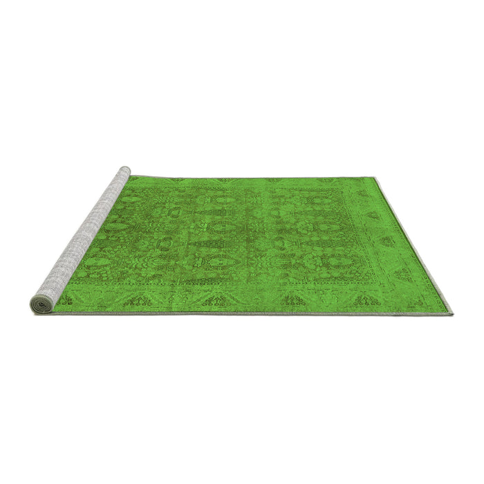 Sideview of Machine Washable Oriental Green Traditional Area Rugs, wshurb524grn