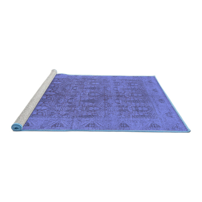 Sideview of Machine Washable Oriental Blue Traditional Rug, wshurb524blu