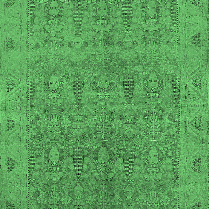Machine Washable Oriental Emerald Green Traditional Area Rugs, wshurb524emgrn