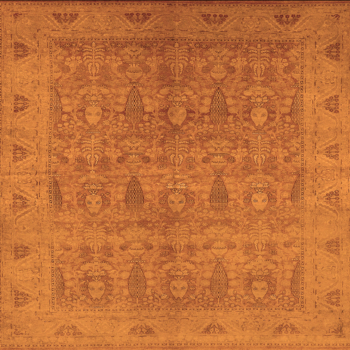 Square Machine Washable Oriental Orange Traditional Area Rugs, wshurb524org