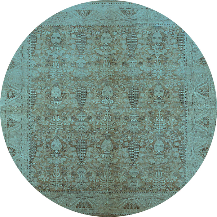 Round Oriental Light Blue Traditional Rug, urb524lblu