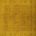 Square Machine Washable Oriental Yellow Traditional Rug, wshurb524yw