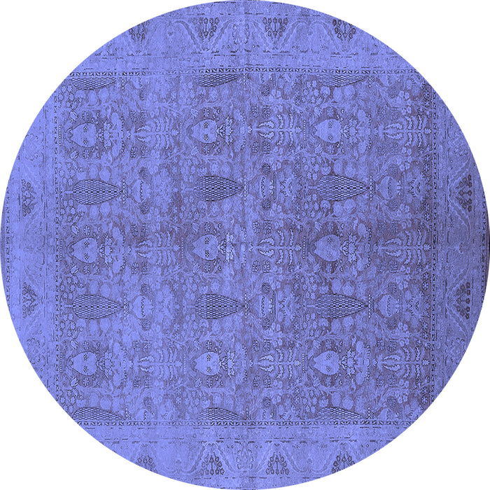Round Oriental Blue Traditional Rug, urb524blu