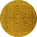 Round Oriental Yellow Traditional Rug, urb524yw