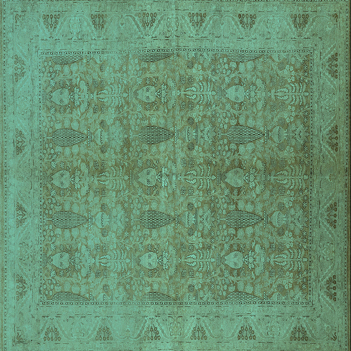 Square Oriental Turquoise Traditional Rug, urb524turq