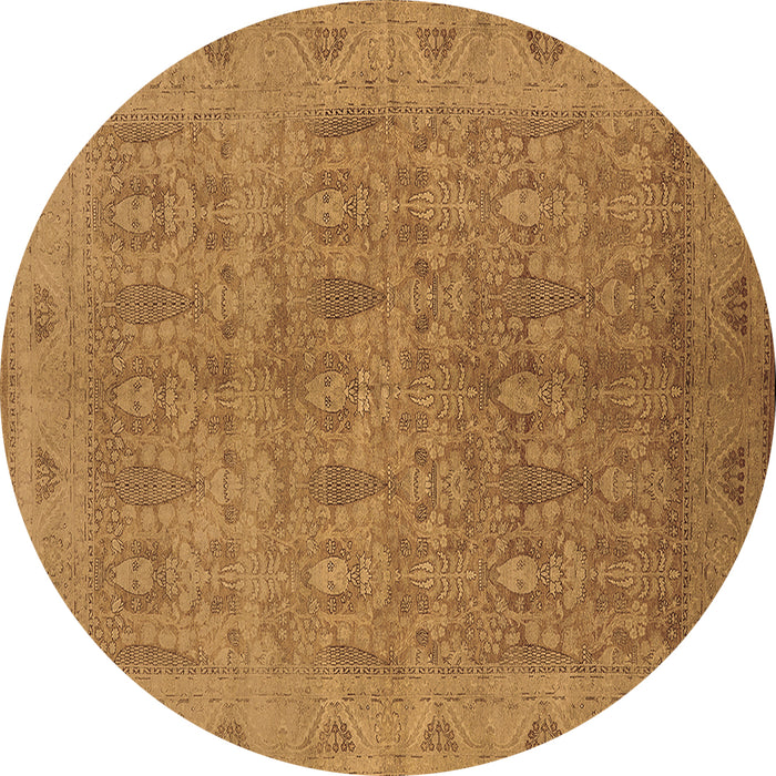 Round Oriental Brown Traditional Rug, urb524brn