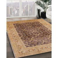 Mid-Century Modern Brown Sand Brown Oriental Rug, urb525