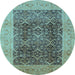 Round Oriental Light Blue Traditional Rug, urb525lblu