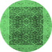 Round Oriental Emerald Green Traditional Rug, urb525emgrn