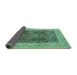 Sideview of Oriental Turquoise Traditional Rug, urb525turq