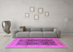 Machine Washable Oriental Purple Traditional Area Rugs in a Living Room, wshurb525pur