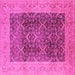 Square Machine Washable Oriental Pink Traditional Rug, wshurb525pnk