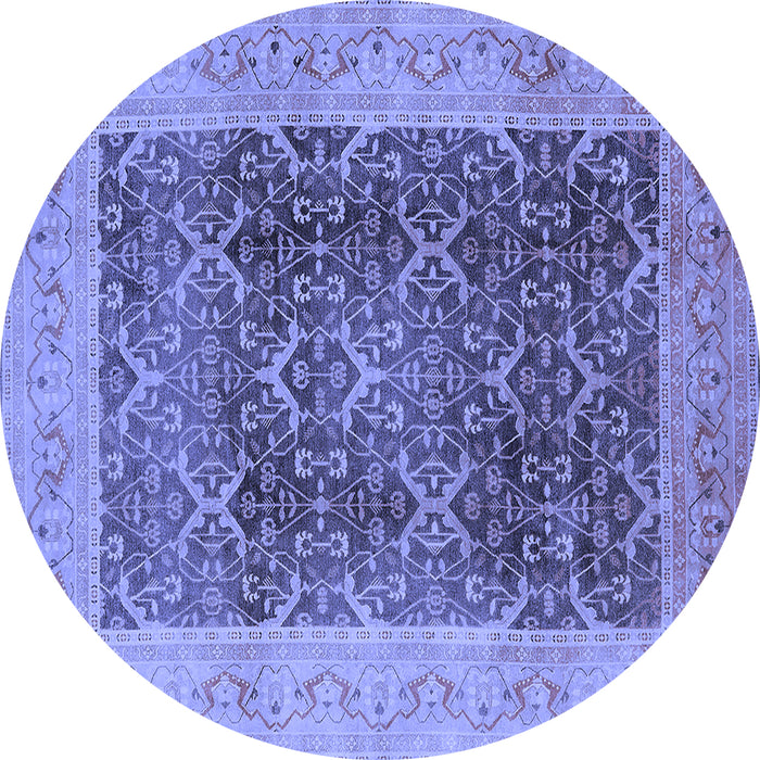 Round Oriental Blue Traditional Rug, urb525blu