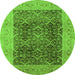Round Oriental Green Traditional Rug, urb525grn
