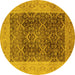 Round Oriental Yellow Traditional Rug, urb525yw
