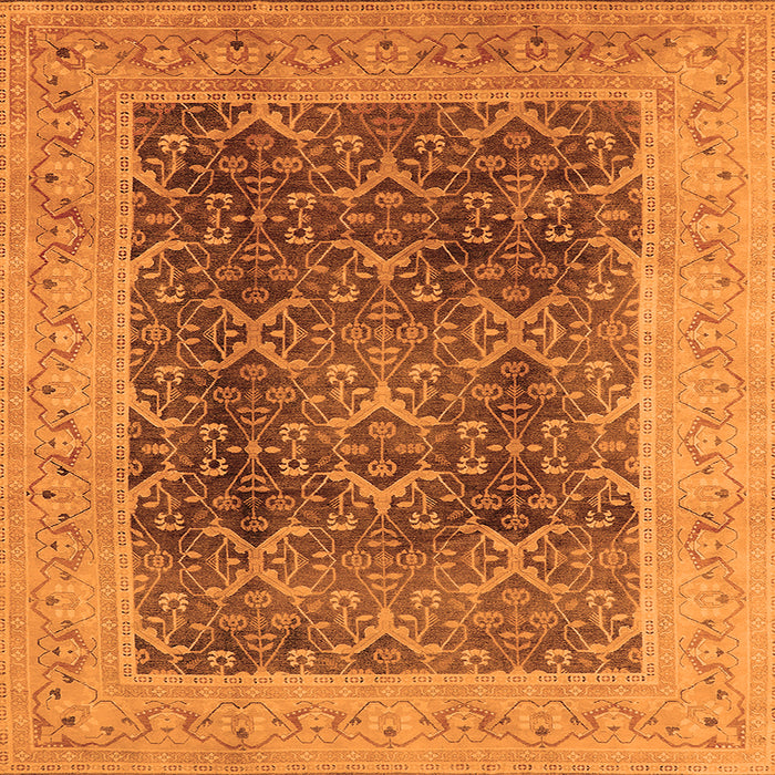 Square Oriental Orange Traditional Rug, urb525org