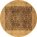 Round Oriental Brown Traditional Rug, urb525brn