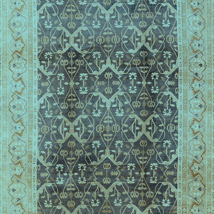 Machine Washable Oriental Light Blue Traditional Rug, wshurb525lblu