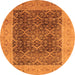 Round Machine Washable Oriental Orange Traditional Area Rugs, wshurb525org