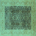 Square Oriental Turquoise Traditional Rug, urb525turq