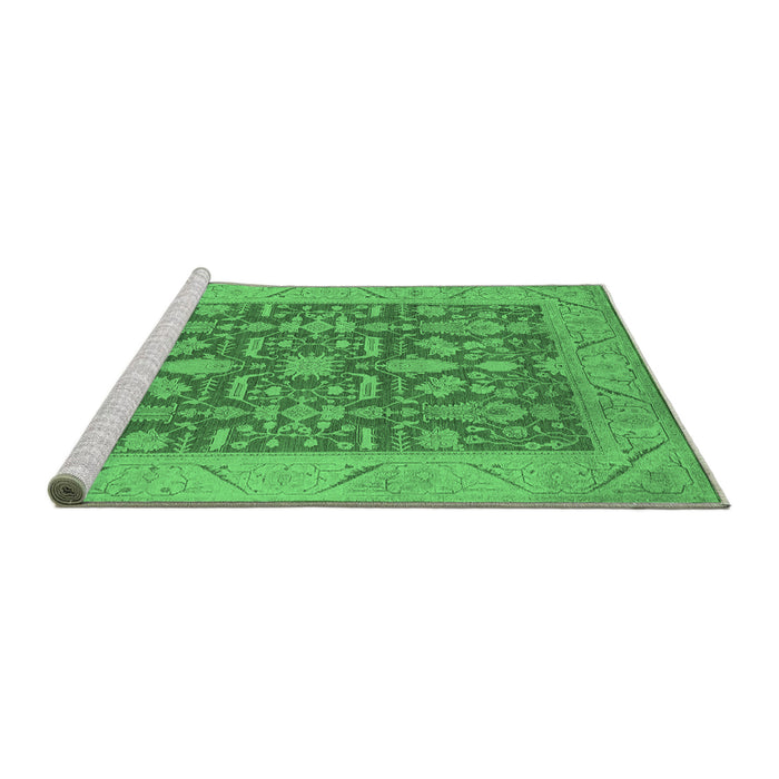 Sideview of Machine Washable Oriental Emerald Green Traditional Area Rugs, wshurb526emgrn