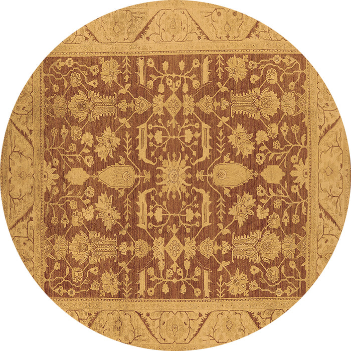 Round Oriental Brown Traditional Rug, urb526brn