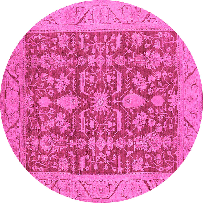 Round Oriental Pink Traditional Rug, urb526pnk