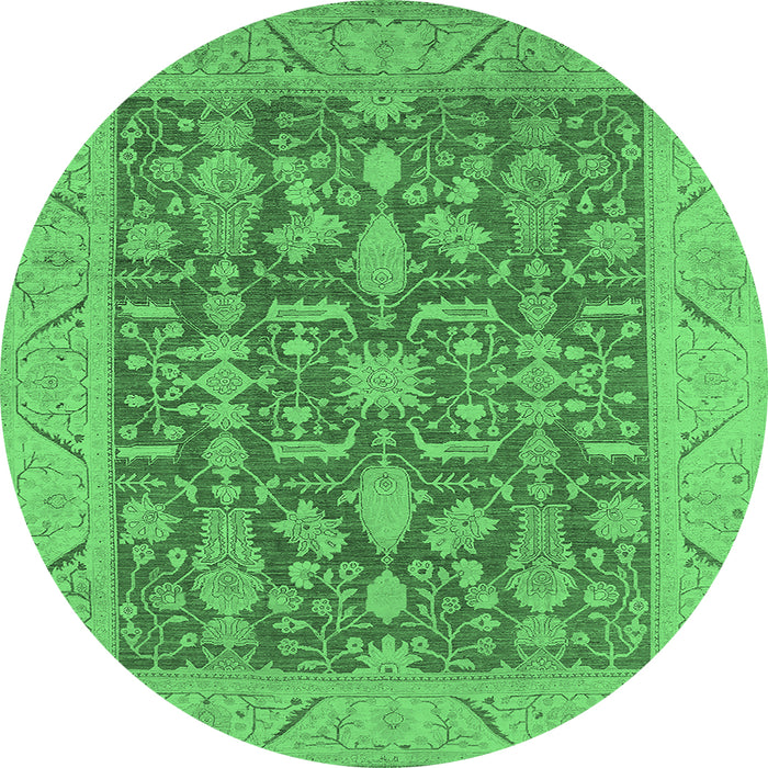 Round Oriental Emerald Green Traditional Rug, urb526emgrn