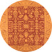 Round Oriental Orange Traditional Rug, urb526org