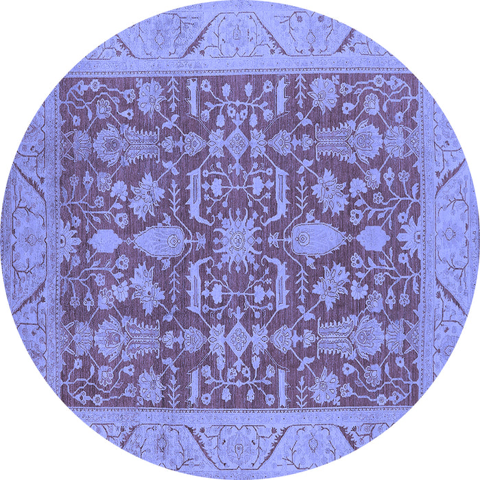 Round Oriental Blue Traditional Rug, urb526blu