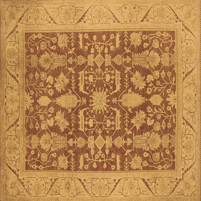 Square Oriental Brown Traditional Rug, urb526brn