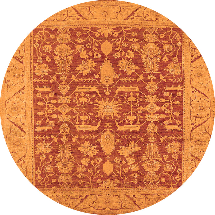 Round Machine Washable Oriental Orange Traditional Area Rugs, wshurb526org