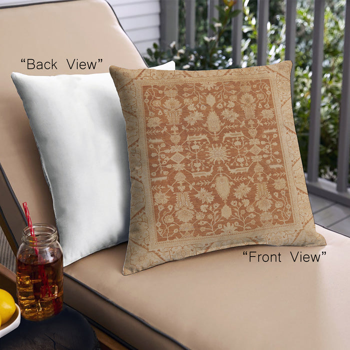Front View of Mid-Century Modern Urban Square Orange Red Orange Throw Pillow, 18 inch by 18 inch, pwurb526