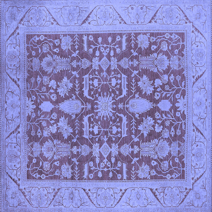 Square Machine Washable Oriental Blue Traditional Rug, wshurb526blu