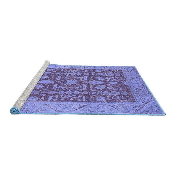 Sideview of Machine Washable Oriental Blue Traditional Rug, wshurb526blu