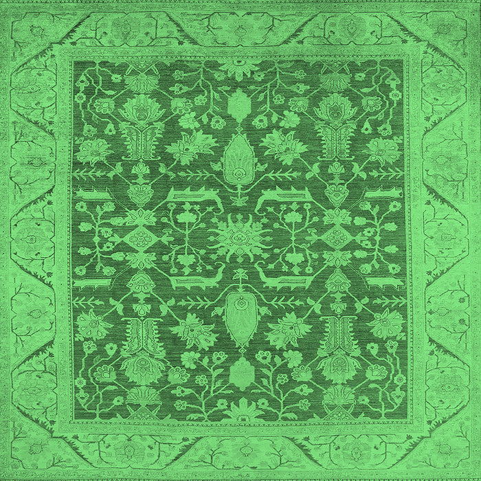 Square Oriental Emerald Green Traditional Rug, urb526emgrn