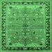 Square Machine Washable Oriental Emerald Green Traditional Area Rugs, wshurb527emgrn