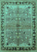 Machine Washable Oriental Turquoise Traditional Area Rugs, wshurb527turq