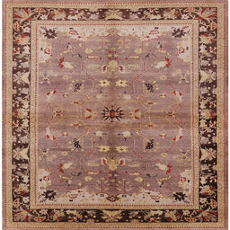 Square Machine Washable Industrial Modern Tangerine Pink Rug, wshurb527