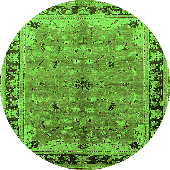 Round Oriental Green Traditional Rug, urb527grn