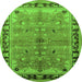 Round Oriental Green Traditional Rug, urb527grn