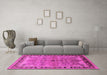 Machine Washable Oriental Pink Traditional Rug in a Living Room, wshurb527pnk