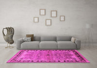 Machine Washable Oriental Pink Traditional Rug, wshurb527pnk